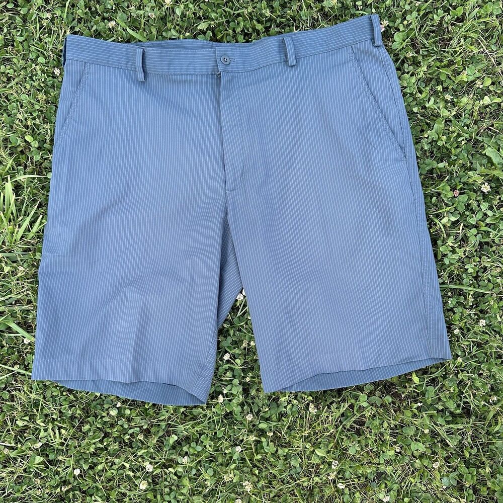 Nike Dri Fit Golf Shorts Mens Size 40 Blue Striped Zip Pockets Performance‎